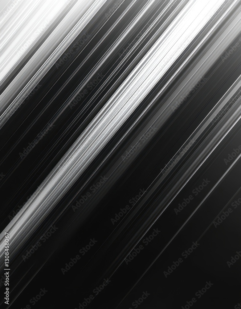 Poster abstract monochrome lines creating dynamic motion effect in black and white, suitable for modern des