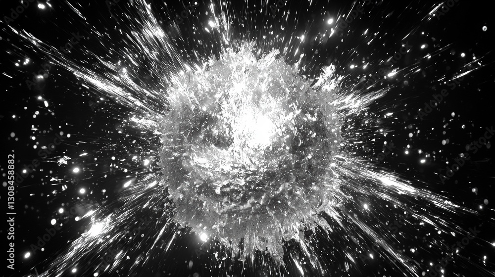 Poster exploding firework display creating a dramatic burst of color and light in a night sky