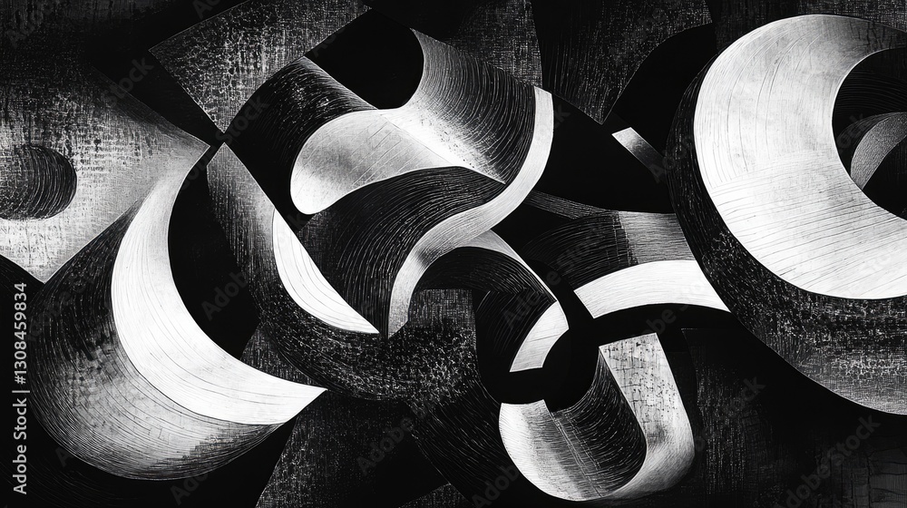 Aufkleber a textured abstract design in monochrome with bold, dramatic strokes and sharp contrasts blending en