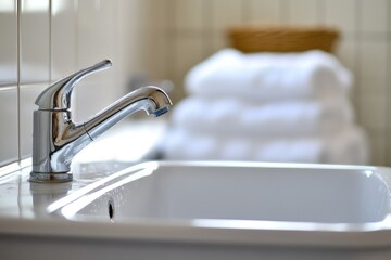 Spotless White Plastic Laundry Sink in a Bright Launderette, Ready for Clean Clothes and Easy Plumbing Solutions