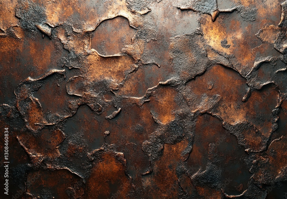 Poster abstract rusty metal surface with textured patterns creating an industrial aesthetic for backgrounds