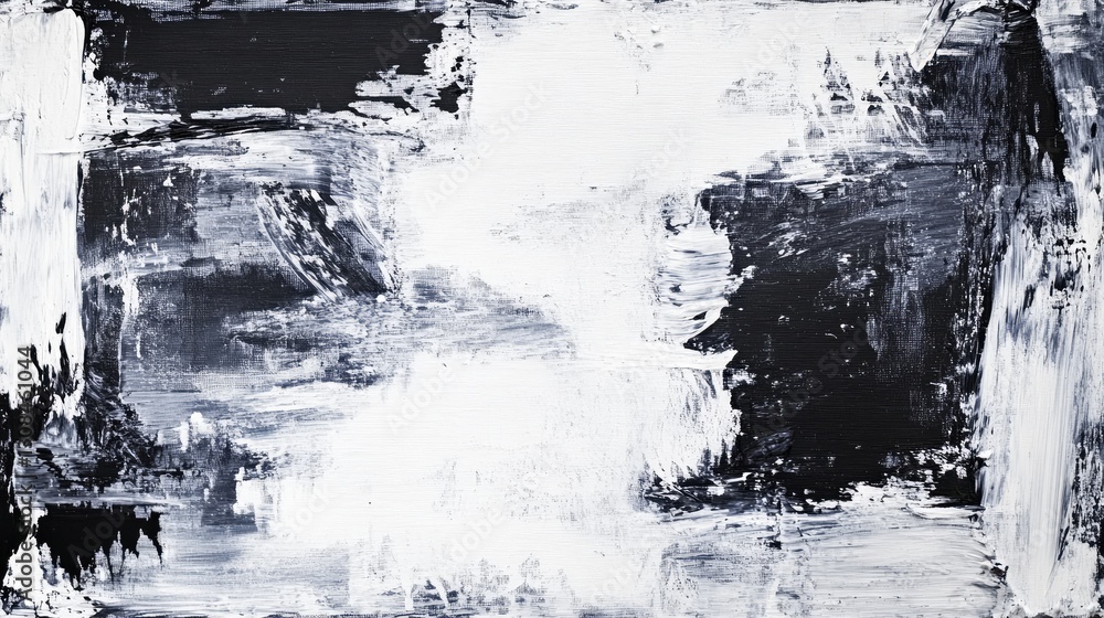 Aufkleber a textured black-and-white abstract design with energetic brushstrokes and sharp contrasts, creating