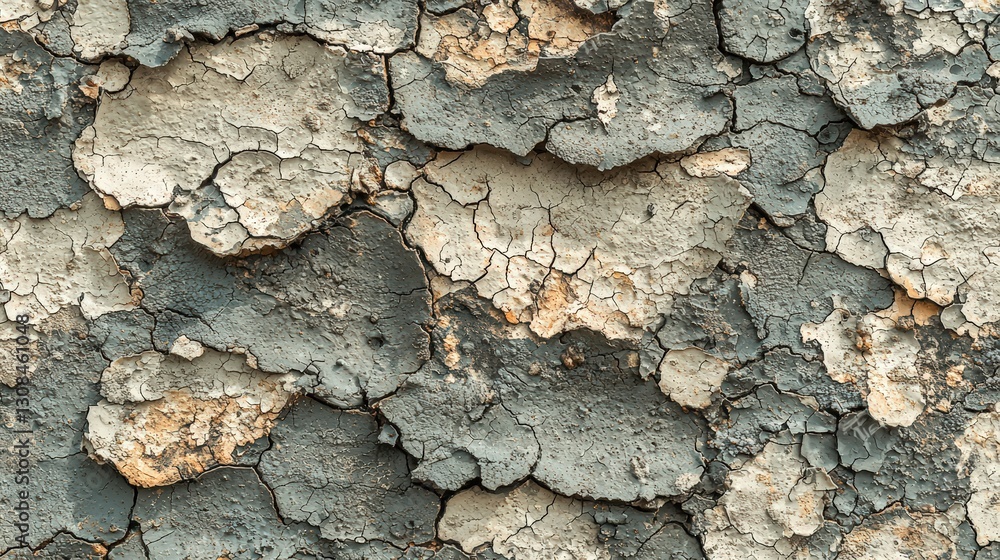 Poster close-up view of a cracked surface displaying unique patterns and textures created by natural forces