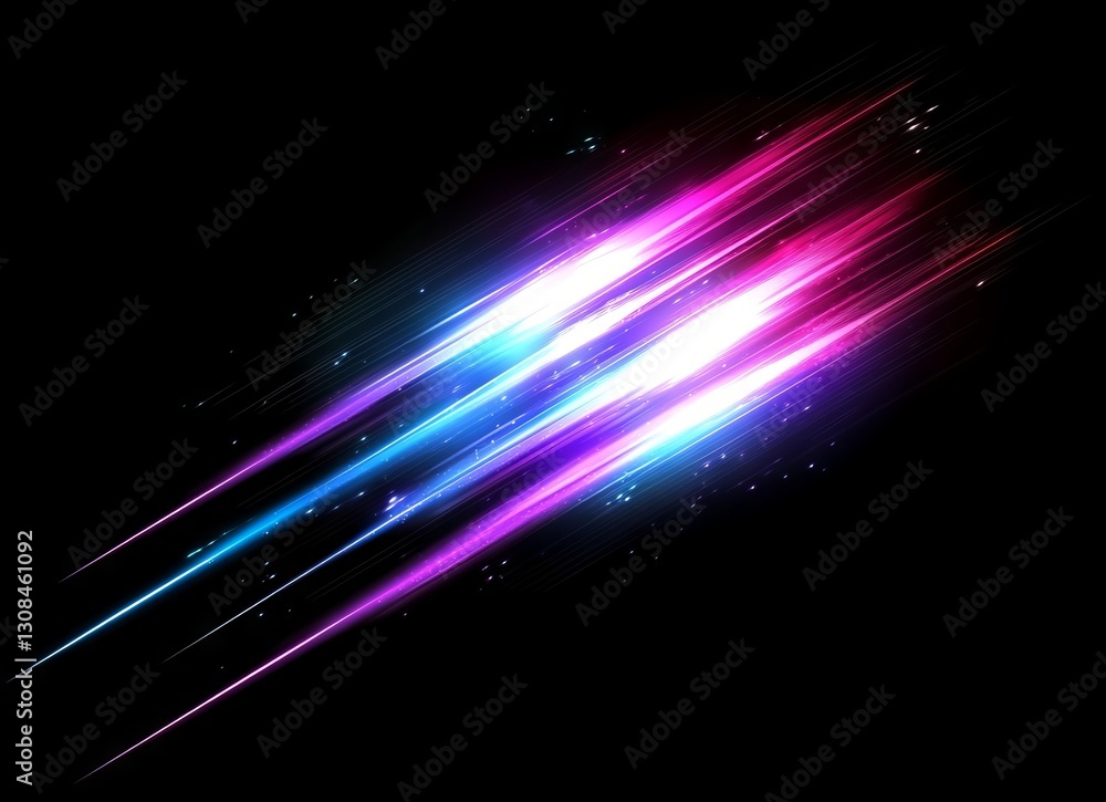 Poster the abstract arrow design, bursting with vibrant neon colors, radiates from a glowing center, sugges