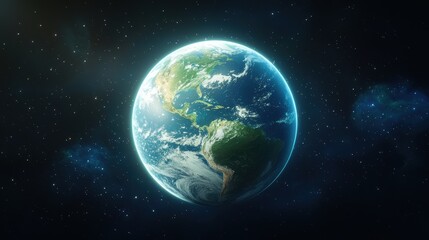 Obraz premium Beautiful Earth View from Space with Stars and Galaxy Background