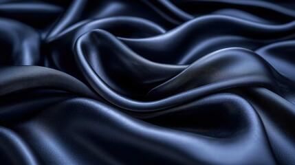 Obraz premium Elegant black fabric draped smoothly over a surface creating a luxurious and rich visual texture