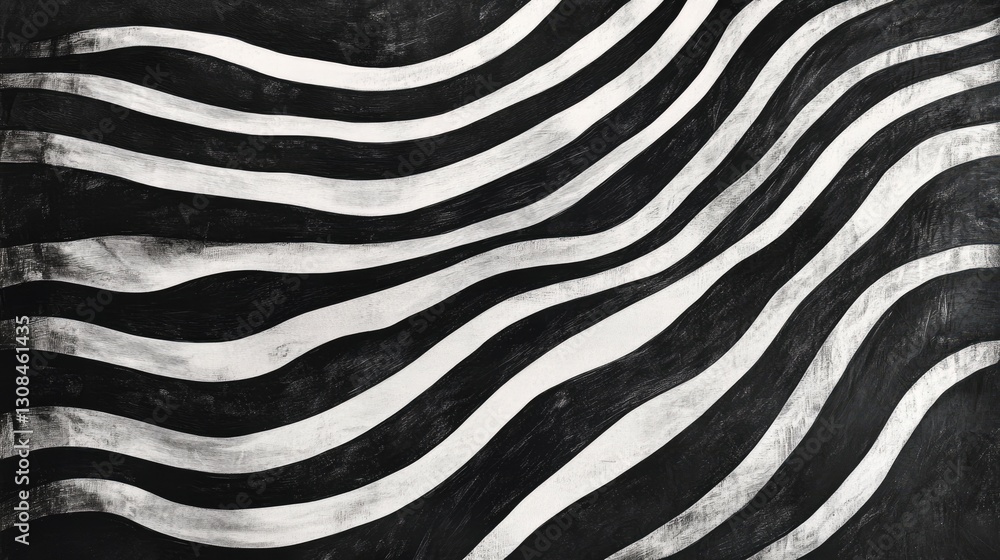 Poster a black-and-white abstract artwork with dynamic lines and rough textures, blending bold strokes into