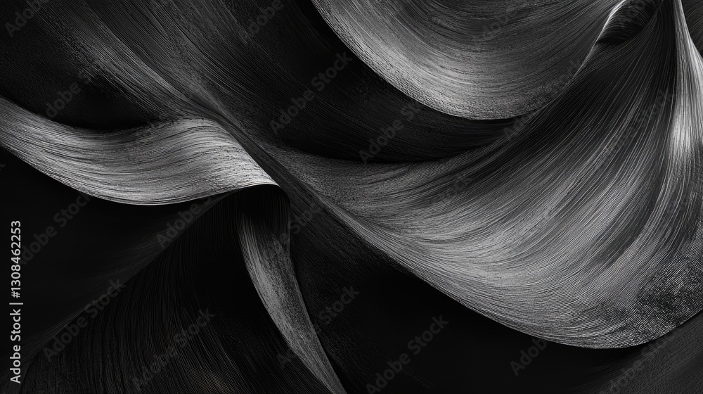 Aufkleber a bold abstract composition in monochrome, with rough textures and sweeping strokes creating a dynam