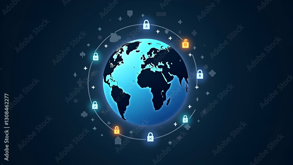 Poster global cybersecurity: protecting your online world with encryption