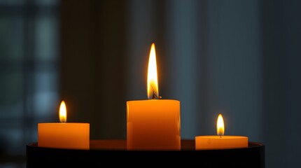 Burning Candles Create Warm and Calming Atmosphere in Dark Room