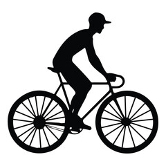 Silhouette Cyclist Riding Bicycle for Sport and Fitness Illustration