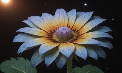 Romantic Lotus Flower with Water Drops on Black Background
