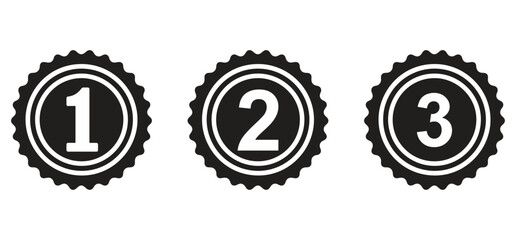 Ranking Badges with Numbers One Two Three Isolated Vector Graphics