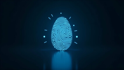 Holographic Scanning of Digital Fingerprints: A Symbol of Data Protection and Secure Authentication Processes in Stock Photography with Empty Space for Customization