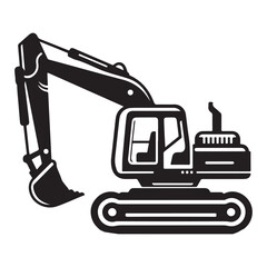 Excavator Silhouette Construction Vehicle Heavy Equipment Machine Illustration