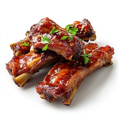 Sweet and sour pork ribs isolated on white background 