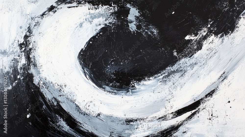 Poster a modern black-and-white abstract design with bold, dynamic brushstrokes and intricate textures high