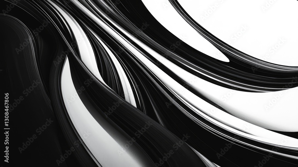 Aufkleber a modern black-and-white abstract design with bold, dynamic brushstrokes and intricate textures high