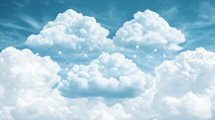 Naklejka premium Abstract Cloud Formation with Digital Connection Network Visualization