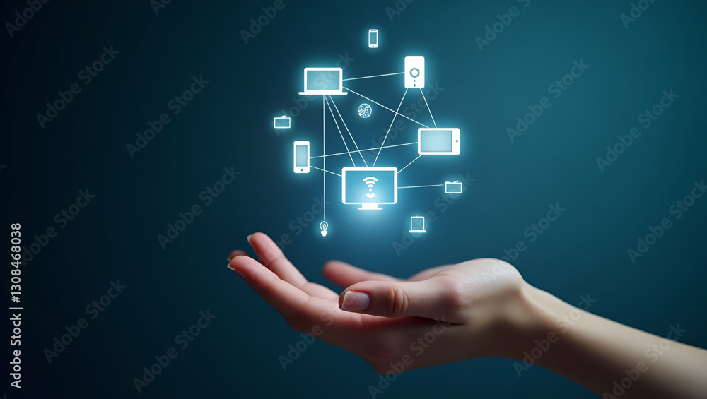 Poster unlocking iot readiness: visualizing remote monitoring potential with smart device icons and real-ti