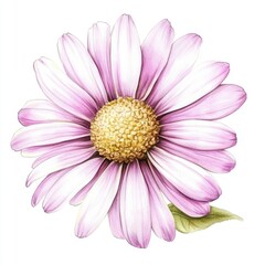 Obraz premium Delicate Daisy Flower Bloom with Pink and White Petals in Detailed Illustration Artistic Rendering