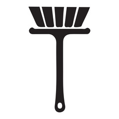 Silhouette Illustration of a Modern Cleaning Broom for Home Use