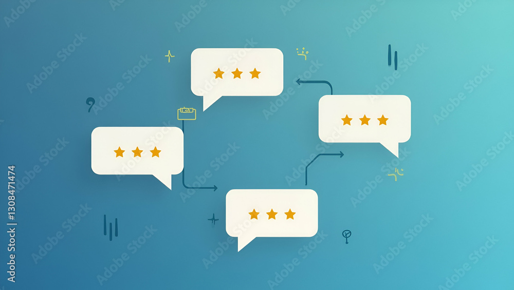 Poster enhance user engagement with flat floating 5-star icons: a futuristic ui concept for interactive fee