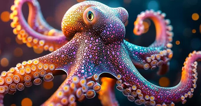 Colorful octopus in vibrant underwater scene. Possible stock photo use