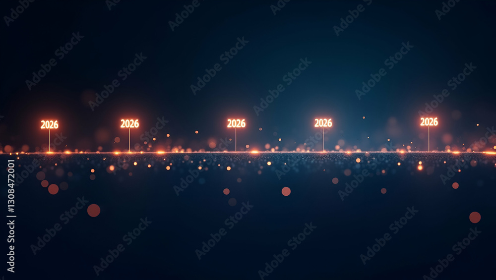 Poster future planning and strategic roadmap development: a glowing 2026 milestone concept in photo stock w