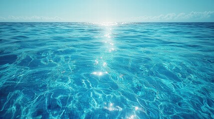 Fototapeta premium Breathtaking view of ocean with sunlight shining down creating sparkling reflections on water