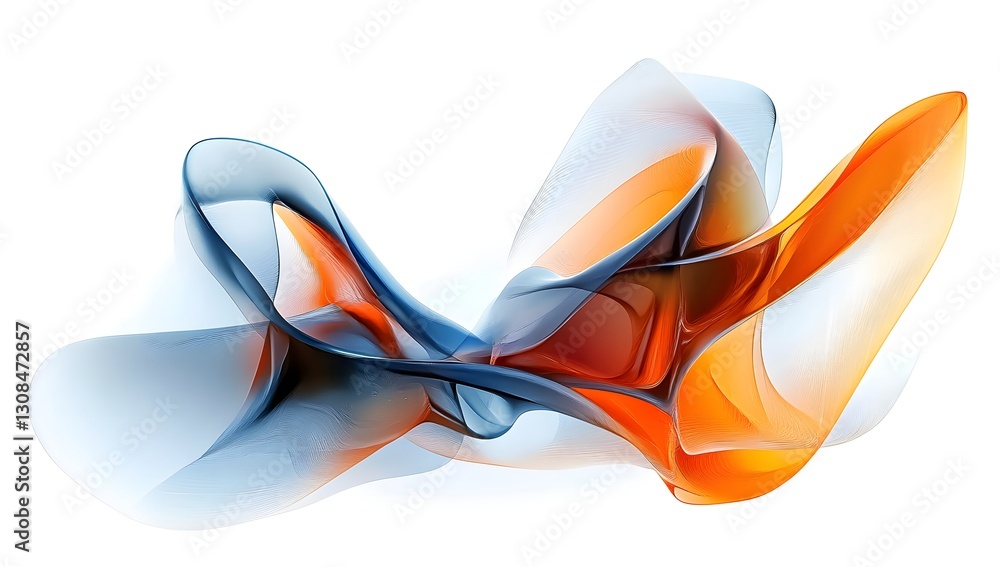 Poster abstract flowing shapes on white background