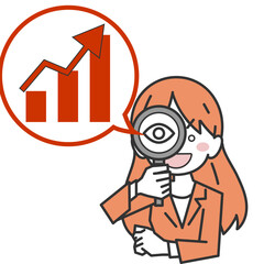 経済の成長をリサーチ・調査する女性社員