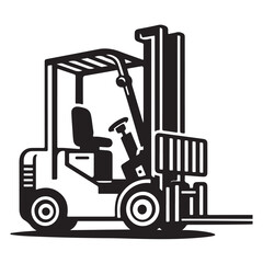 Forklift Silhouette Machine Illustration Industrial Lifting Equipment