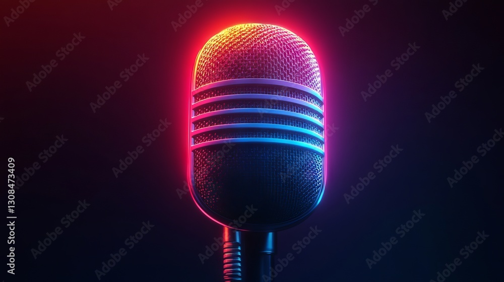 Poster sleek white podcast line button on gradient background – minimalist vector illustration for digital 