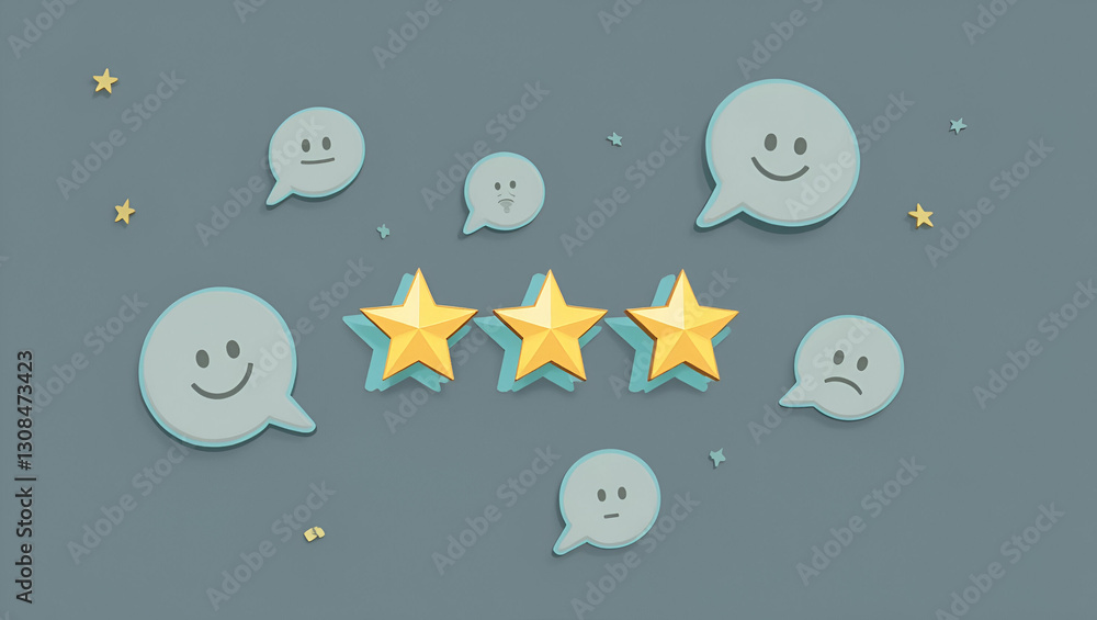 Poster enhance user engagement with flat floating 5-star icons: a futuristic ui concept for interactive fee