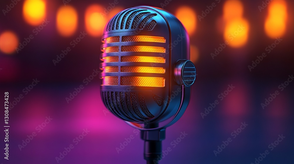 Poster sleek white podcast line button on gradient background – minimalist vector illustration for digital 
