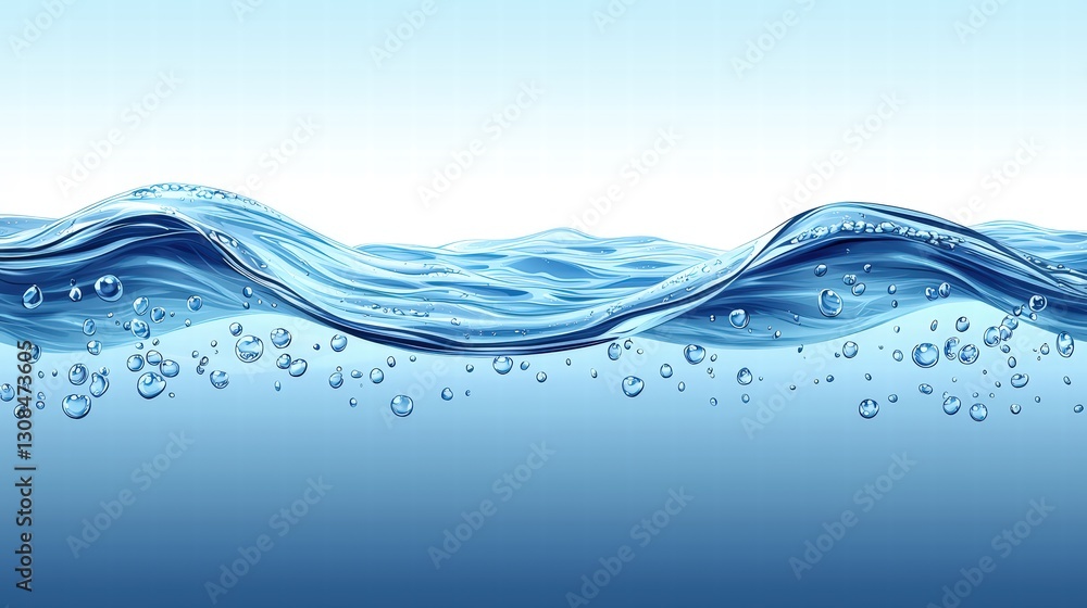 Aufkleber close-up view of water surface with bubbles rising and creating ripples in the liquid