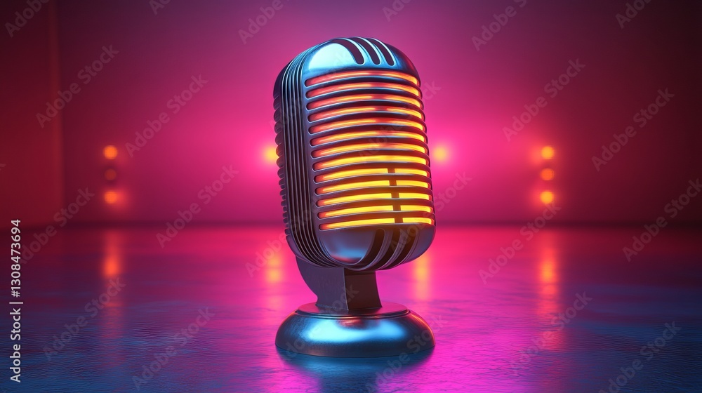 Poster sleek white podcast line button on gradient background – minimalist vector illustration for digital 