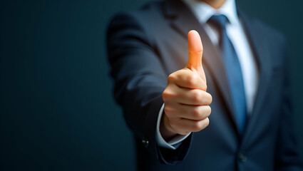 Futuristic Holographic Thumbs Up: Confirming Project Success in Stock