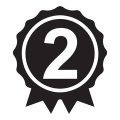 Secure Second Position Black Silhouette Number Two Award Symbol