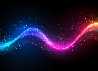 Fototapeta premium An abstract piece with dynamic double exposure, featuring vivid light streaks in blue, red, and orange against a dark backdrop, conveying a sense of motion and energy