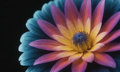 Romantic Lotus Flower with Water Drops on Black Background
