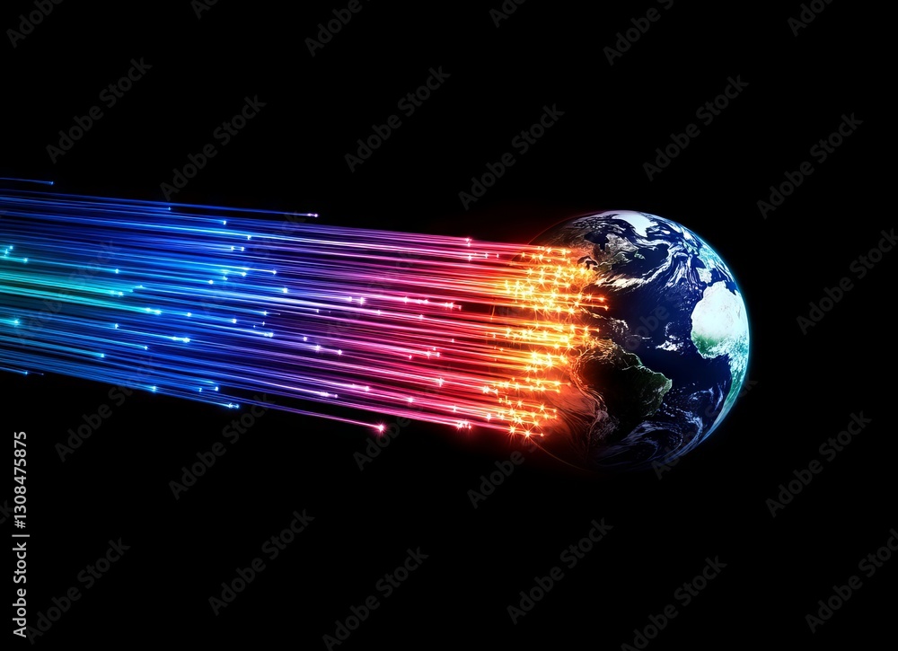 Poster a bright globe enveloped by streams of light, featuring a double exposure effect. this dynamic and a