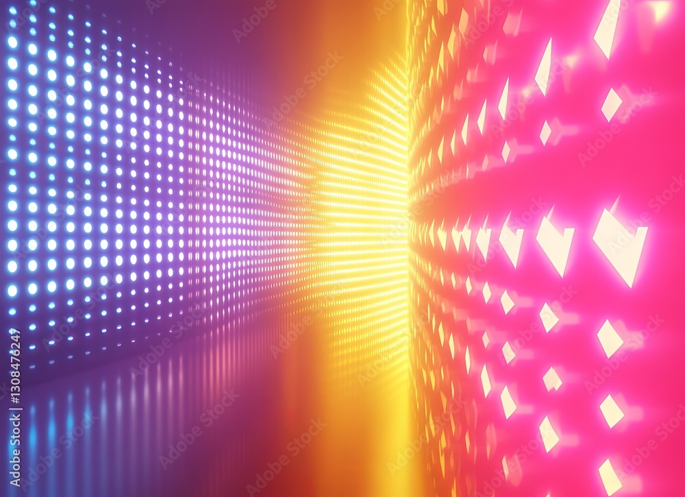 Poster an animated abstract digital image displaying a radiant globe and swift light trails, forming a doub
