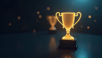 Professional Digital Workspace with Holographic Badge for Achievements