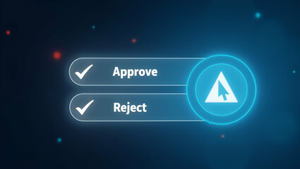 Flat Glowing Interface Design: Emphasizing Approve and Reject Options in Digital Workflows - A Cute Vector Illustration for Smart Business Decisions