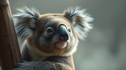Close Up of a Koala Bear Resting on a Tree Branch