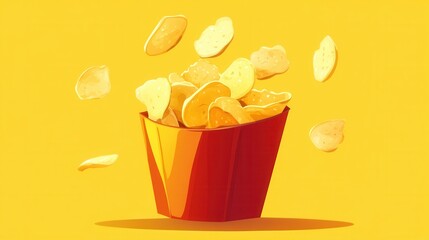 Potato chips in snack bag or bowl isolated on white background,snack bag ready to eat and fat food or junk food,Tasty potato chips,potato chips with salt,Advertising concept.