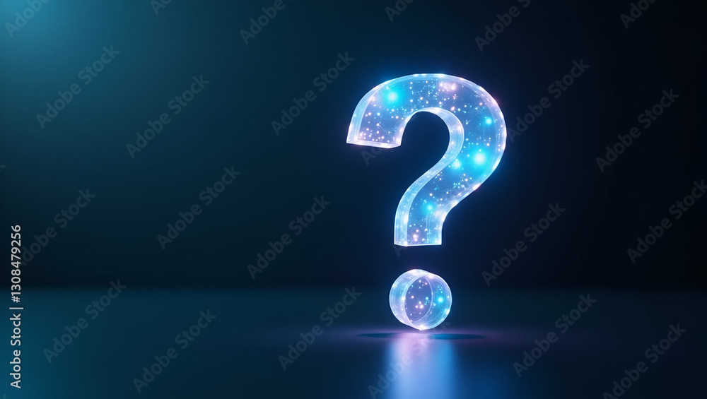 Fototapete flat question and inquiry represented by a holographic question mark symbolizing curiosity questions