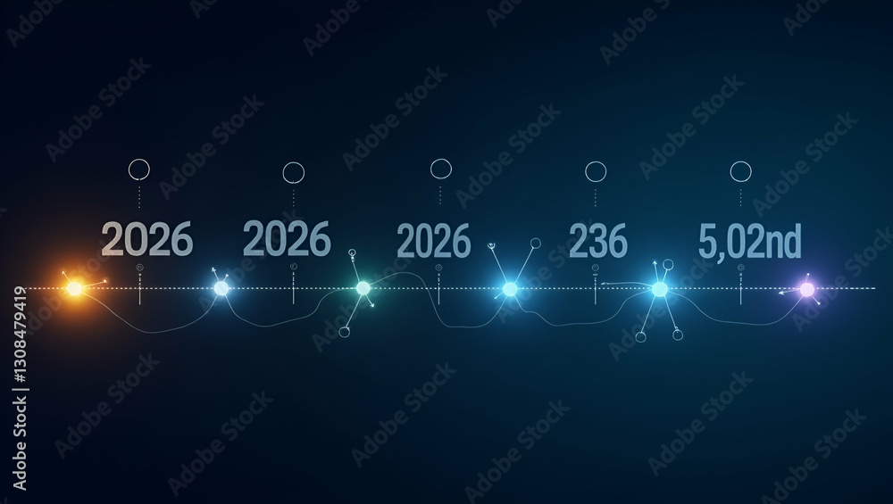 Poster future planning and strategic roadmap development: a glowing 2026 milestone concept in photo stock w